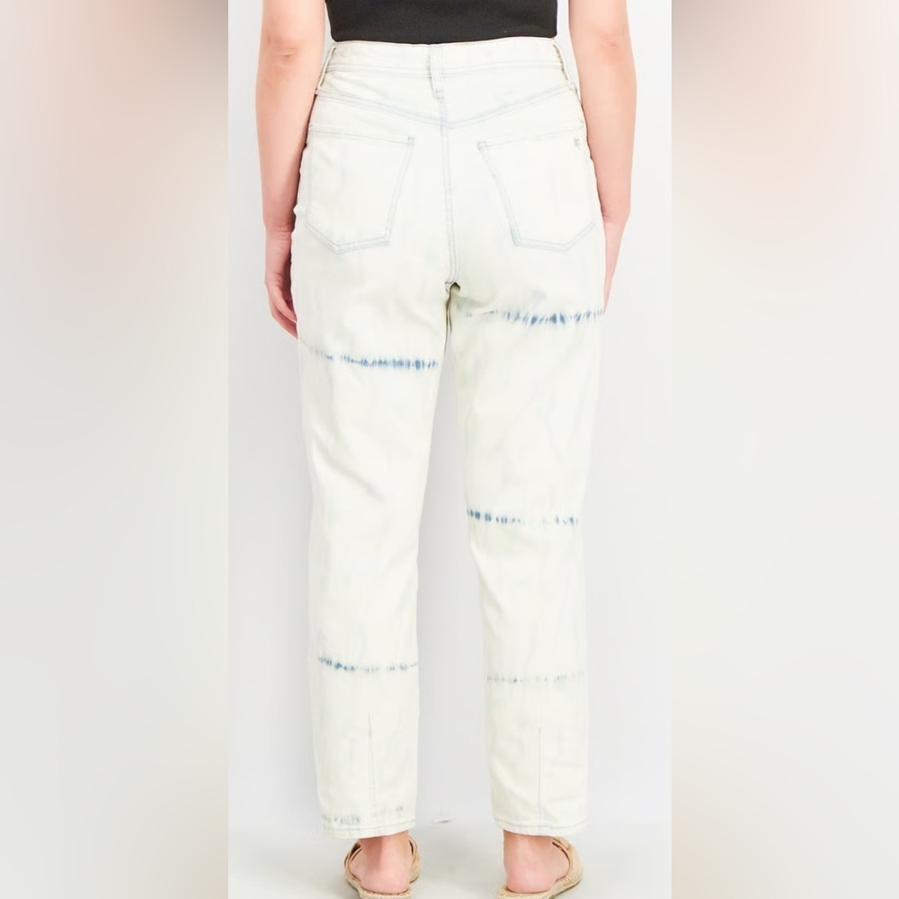 Stylish Cream and Blue Straight Leg Jeans - Picture 3 of 6